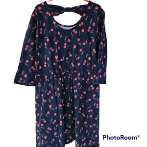 Forever 21 Girls Dress Size 13/14 Black Cherries Bow Back